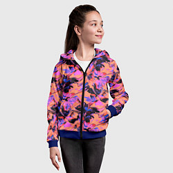 Толстовка на молнии детская Абстрактные цветы - текучая краска, цвет: 3D-синий — фото 2