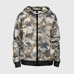 Толстовка на молнии детская Светлый камуфляж, цвет: 3D-черный