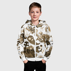 Толстовка на молнии детская Растения против зомби в бежевых тонах, цвет: 3D-белый — фото 2