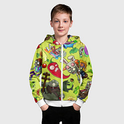 Толстовка на молнии детская Растения против зомби с героями, цвет: 3D-белый — фото 2