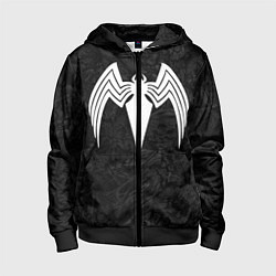 Толстовка на молнии детская Знак венома с текстурой симбиота, цвет: 3D-черный