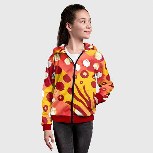 Детская толстовка на молнии Африканский паттерн / 3D-Красный – фото 4