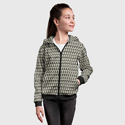 Толстовка на молнии детская Оливковый пёстрый полосы узоры, цвет: 3D-черный — фото 2