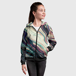 Толстовка на молнии детская Абстракция тёмные краски с текстурой, цвет: 3D-черный — фото 2