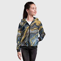 Толстовка на молнии детская Золотые диагонали, цвет: 3D-черный — фото 2