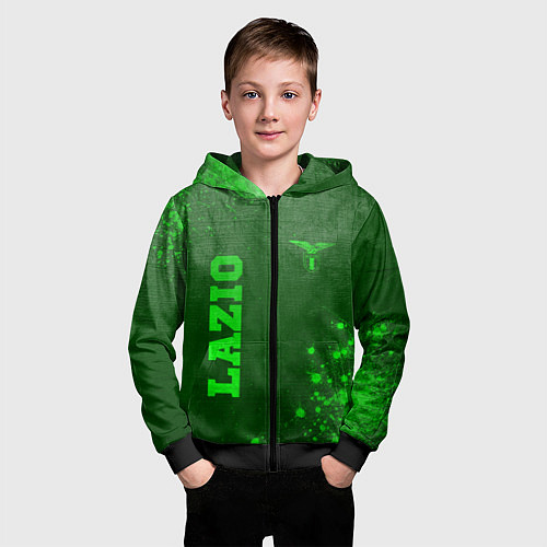 Детская толстовка на молнии Lazio - green gradient вертикально / 3D-Черный – фото 3