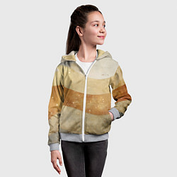 Толстовка на молнии детская Бежево-золотые полосы с блестками, цвет: 3D-меланж — фото 2