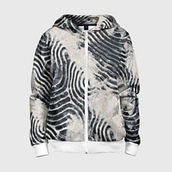 Толстовка на молнии детская Текстура гранж - абстрактные линии, цвет: 3D-белый