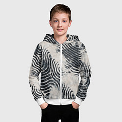 Толстовка на молнии детская Текстура гранж - абстрактные линии, цвет: 3D-белый — фото 2