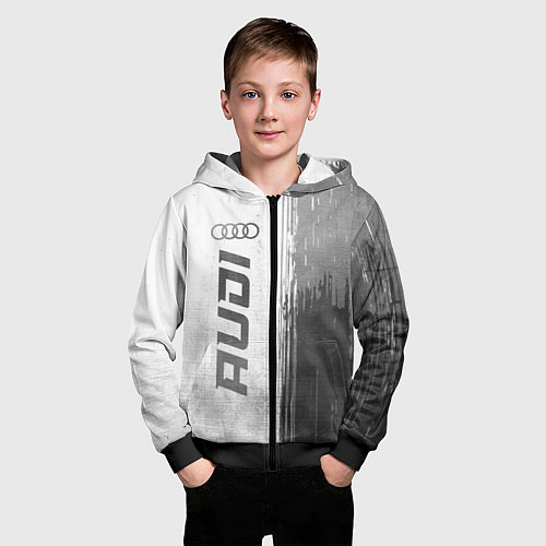 Детская толстовка на молнии Audi - white gradient по-вертикали / 3D-Черный – фото 3