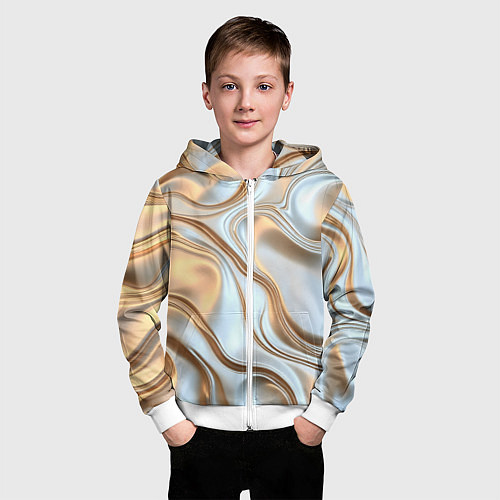 Детская толстовка на молнии Жидкое белое золото / 3D-Белый – фото 3