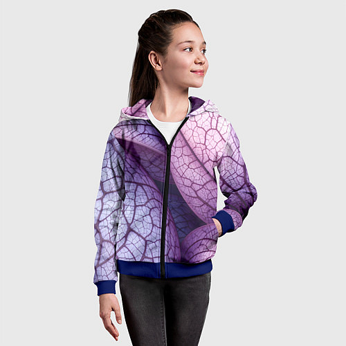 Детская толстовка на молнии Прожилки экзотического растения / 3D-Синий – фото 4