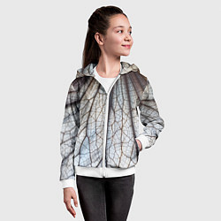 Толстовка на молнии детская Прожилки растения, цвет: 3D-белый — фото 2