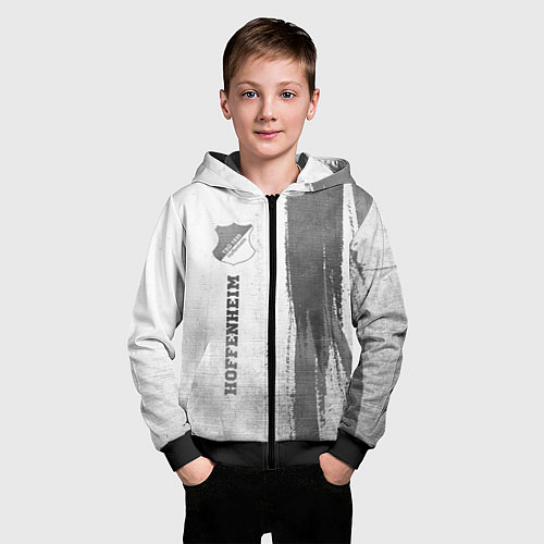 Детская толстовка на молнии Hoffenheim - white gradient по-вертикали / 3D-Черный – фото 3