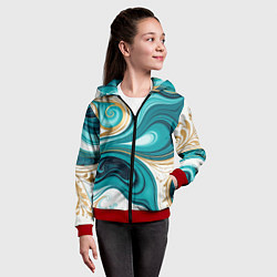 Толстовка на молнии детская Бирюза и золото, цвет: 3D-красный — фото 2
