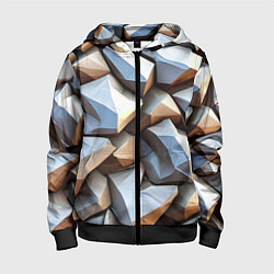 Толстовка на молнии детская Каменно металлическая абстракция, цвет: 3D-черный