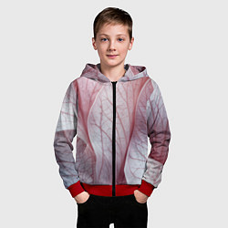 Толстовка на молнии детская Розовые листья, цвет: 3D-красный — фото 2