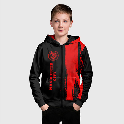 Детская толстовка на молнии Manchester City - red gradient по-вертикали / 3D-Черный – фото 3