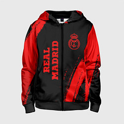 Толстовка на молнии детская Real Madrid - red gradient вертикально, цвет: 3D-черный