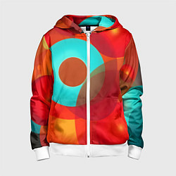 Толстовка на молнии детская Оптическая абстракция с кругами, цвет: 3D-белый