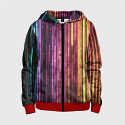 Толстовка на молнии детская Неоновый и переливающийся киберпанк узор, цвет: 3D-красный