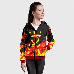 Толстовка на молнии детская Doom огненное лого, цвет: 3D-красный — фото 2