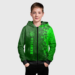 Толстовка на молнии детская Benfica - green gradient по-вертикали, цвет: 3D-черный — фото 2