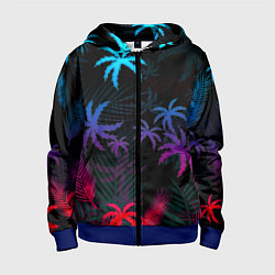 Толстовка на молнии детская Тропики градиент, цвет: 3D-синий
