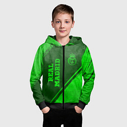 Толстовка на молнии детская Real Madrid - green gradient вертикально, цвет: 3D-черный — фото 2