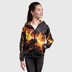 Толстовка на молнии детская Золотая лава текстура, цвет: 3D-черный — фото 2