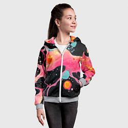 Толстовка на молнии детская Розовая текстура в черном, цвет: 3D-меланж — фото 2