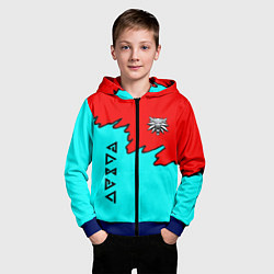 Толстовка на молнии детская Ведьмак краски логотип, цвет: 3D-синий — фото 2