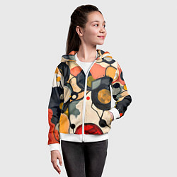 Толстовка на молнии детская Абстракция с кругами и краской, цвет: 3D-белый — фото 2