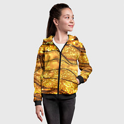 Толстовка на молнии детская Золотая текстура с блестками, цвет: 3D-черный — фото 2