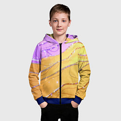 Толстовка на молнии детская Фиолетово-золотая текстура с блестяшками, цвет: 3D-синий — фото 2