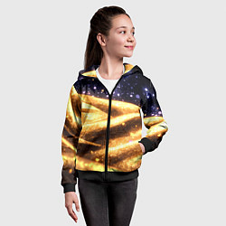 Толстовка на молнии детская Золотая текстура и синее небо, цвет: 3D-черный — фото 2