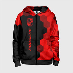 Толстовка на молнии детская Porsche - red gradient по-вертикали, цвет: 3D-черный