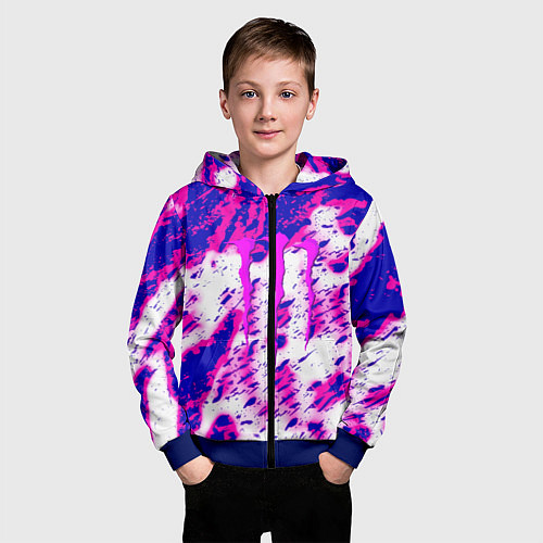 Детская толстовка на молнии Monster energy краски гранж / 3D-Синий – фото 3