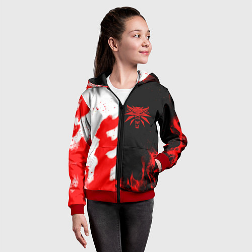 Детская толстовка на молнии Ведьмак огненный / 3D-Красный – фото 4