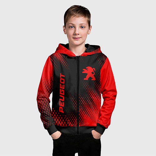 Детская толстовка на молнии Peugeot - red gradient вертикально / 3D-Черный – фото 3