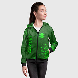 Толстовка на молнии детская Suzuki - green gradient вертикально, цвет: 3D-черный — фото 2