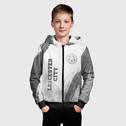 Толстовка на молнии детская Leicester City - white gradient вертикально, цвет: 3D-черный — фото 2