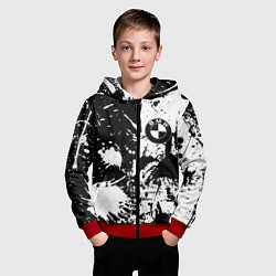 Толстовка на молнии детская BMW черно белые краски, цвет: 3D-красный — фото 2