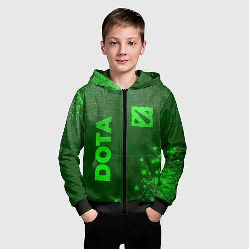 Детская толстовка на молнии Dota - green gradient вертикально / 3D-Черный – фото 3