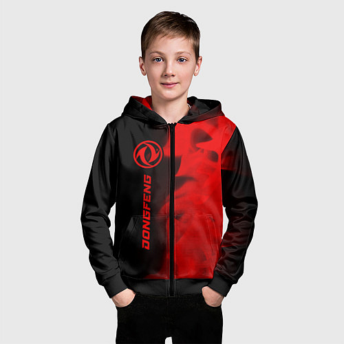 Детская толстовка на молнии Dongfeng - red gradient по-вертикали / 3D-Черный – фото 3