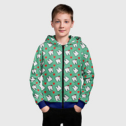Толстовка на молнии детская Довольные зубы, цвет: 3D-синий — фото 2