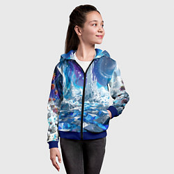 Толстовка на молнии детская Космический фантастический пейзаж, цвет: 3D-синий — фото 2