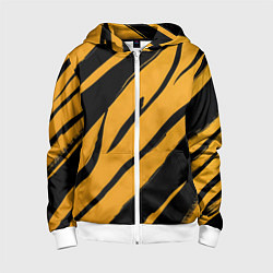 Толстовка на молнии детская Тигровый раскрас, цвет: 3D-белый