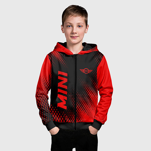 Детская толстовка на молнии Mini - red gradient вертикально / 3D-Черный – фото 3