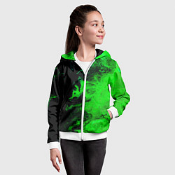 Толстовка на молнии детская Color green black, цвет: 3D-белый — фото 2